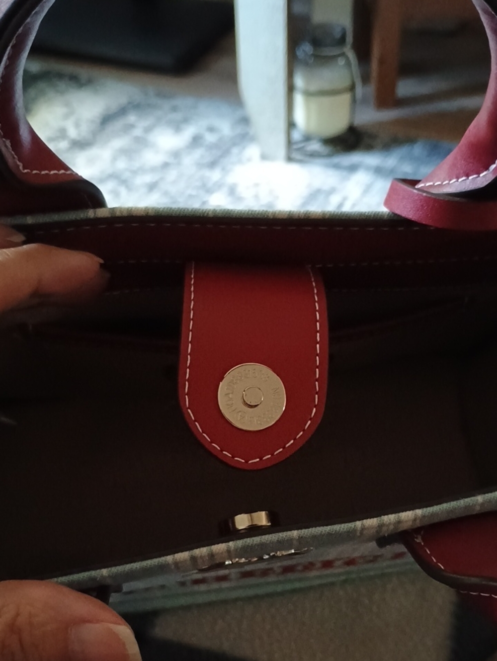 NWT True Religion Women's Stripe Tote Bag in Light Blue and Red - Picture 10 of 12